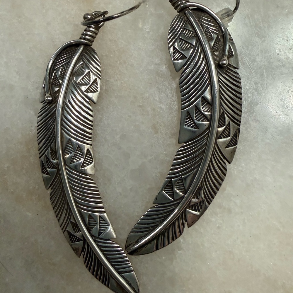 Lambert Perry sterling silver feather earrings